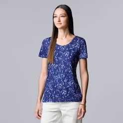 Petite Simply Vera Vera Wang Printed Short Sleeve Tee -Hot Sale Adult Shop 5256811 Bespeckle Mix