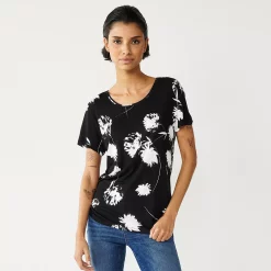 Petite Simply Vera Vera Wang Printed Short Sleeve Tee -Hot Sale Adult Shop 5256811 Modern Floral