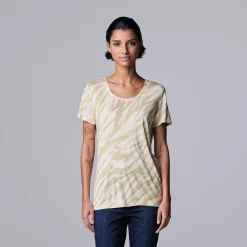 Petite Simply Vera Vera Wang Printed Short Sleeve Tee -Hot Sale Adult Shop 5256811 Soft Tiger