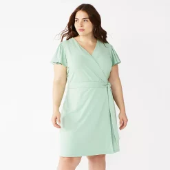 Plus Size Nine West Flutter Sleeve Wrap Dress -Hot Sale Adult Shop 5262327 Mint Virtue
