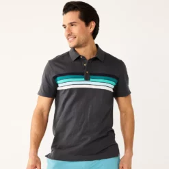 Men's Sonoma Goods For Life® Supersoft Lightweight Polo -Hot Sale Adult Shop 5267619 Gray Chest Stripe
