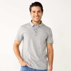 Men's Sonoma Goods For Life® Supersoft Lightweight Polo -Hot Sale Adult Shop 5267619 Gray White Stripe