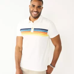 Men's Sonoma Goods For Life® Supersoft Lightweight Polo -Hot Sale Adult Shop 5267619 Retro Chest Stripe