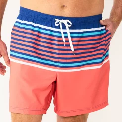 Men's Big & Tall Sonoma Goods For Life® Swim Trunks -Hot Sale Adult Shop 5272284 Coral Stripe