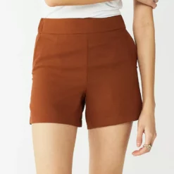 Women's Nine West Mid-Rise Pull-On Soft Shorts -Hot Sale Adult Shop 5280255 Cocoa Loco