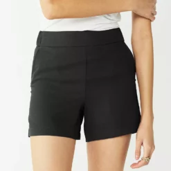 Women's Nine West Mid-Rise Pull-On Soft Shorts -Hot Sale Adult Shop 5280255 Mineral Black
