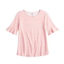 Women's Croft & Barrow® Print Ruffle Sleeve Tee -Hot Sale Adult Shop 5287731 ALT5