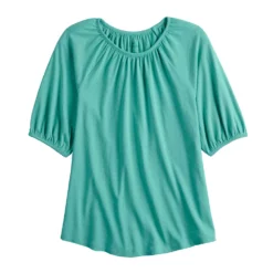 Women's Croft & Barrow® Gathered Raglan Elbow Sleeve Top -Hot Sale Adult Shop 5303273 ALT5