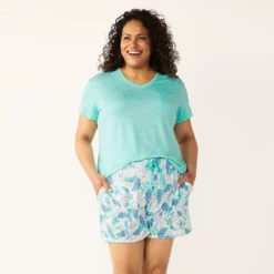 Plus Size Croft & Barrow® 3-Piece Pajama Top, Pajama Shorts & Pajama Skimmers Sleep Set -Hot Sale Adult Shop 5317544 ALT2