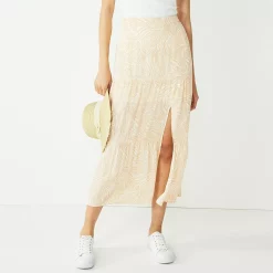 Women's Nine West Crosshatch Tiered Maxi Skirt -Hot Sale Adult Shop 5330209 Beige Small Zebra