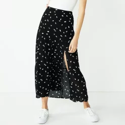 Women's Nine West Crosshatch Tiered Maxi Skirt -Hot Sale Adult Shop 5330209 Black Abstract Ditsy