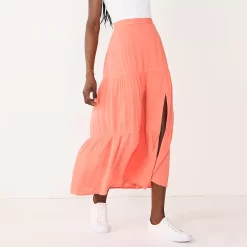 Women's Nine West Crosshatch Tiered Maxi Skirt -Hot Sale Adult Shop 5330209 Cruz Coral