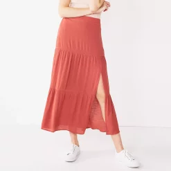 Women's Nine West Crosshatch Tiered Maxi Skirt -Hot Sale Adult Shop 5330209 Mauve Jewel