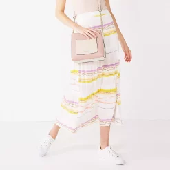 Women's Nine West Crosshatch Tiered Maxi Skirt -Hot Sale Adult Shop 5330209 Sunset Stripe