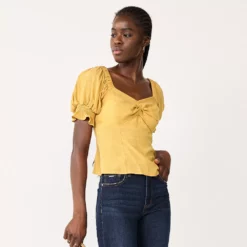 Women's Nine West Twist Front Puff Sleeve Top -Hot Sale Adult Shop 5493540 Sierra Yellow
