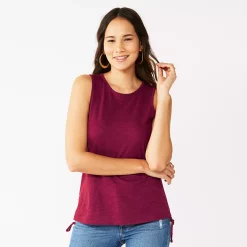 Women's Nine West Ruched Side Tank -Hot Sale Adult Shop 5493872 Vintage Red