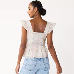 Women's DRAPER JAMES RSVP™ Flutter Sleeve Peplum-Hem Top -Hot Sale Adult Shop 5506763 ALT