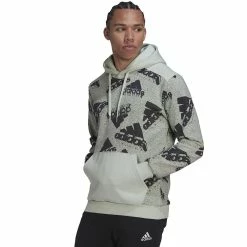 Men's adidas Essentials Brand Love Fleece Hoodie -Hot Sale Adult Shop 5514410 Linen Green Halo