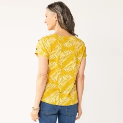 Women's Croft & Barrow® Button-Accent Scoopneck Tee -Hot Sale Adult Shop 5516366 ALT