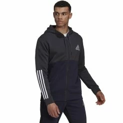 Men's adidas Colorblock Full-Zip Hoodie -Hot Sale Adult Shop 5517455 Carbon