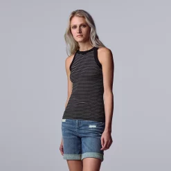 Simply Vera Vera Wang Essential Tank -Hot Sale Adult Shop 5518644 Black White Stripe