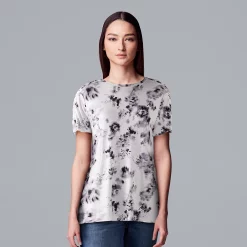 Women's Simply Vera Vera Wang Ruched Sleeve Tee -Hot Sale Adult Shop 5518759 Faded Blooms