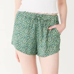 Juniors' SO® Drawstring Shorts -Hot Sale Adult Shop 5522412 Green Floral