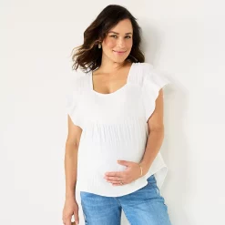 Maternity Sonoma Goods For Life® Squareneck Ruffle Top -Hot Sale Adult Shop 5525569 Vital White