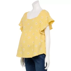 Maternity Sonoma Goods For Life® Squareneck Ruffle Top -Hot Sale Adult Shop 5525569 Yellow Floral