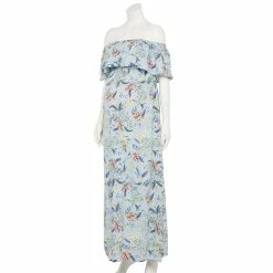 Maternity Sonoma Goods For Life® Ruffled Off-The-Shoulder Maxi Print Dress -Hot Sale Adult Shop 5526627 Blue Tropical
