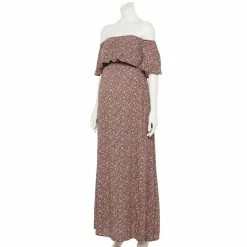 Maternity Sonoma Goods For Life® Ruffled Off-The-Shoulder Maxi Print Dress