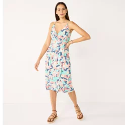 Women's Nine West Strappy Wrap Midi Dress -Hot Sale Adult Shop 5531473 Abstract Plumeria Teal