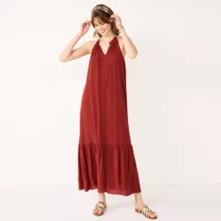 Women's Nine West Tiered Peasant Maxi Dress -Hot Sale Adult Shop 5531866 Marsala Flower