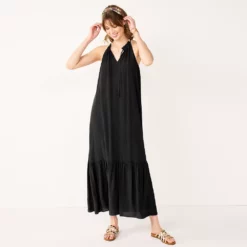 Women's Nine West Tiered Peasant Maxi Dress -Hot Sale Adult Shop 5531866 Mineral Black