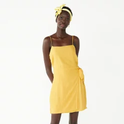Women's Nine West Side-Tie Faux Wrap Mini Dress -Hot Sale Adult Shop 5532368 Furry Gold