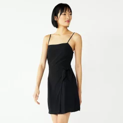Women's Nine West Side-Tie Faux Wrap Mini Dress -Hot Sale Adult Shop 5532368 Mineral Black