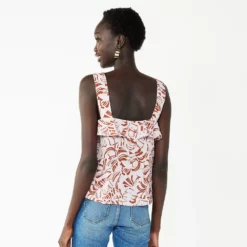 Women's Nine West Squareneck Ruffle Tank -Hot Sale Adult Shop 5532424 ALT