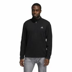 Men's adidas 3-Stripes Quarter-Zip Pullover Top -Hot Sale Adult Shop 5535416 Black