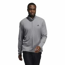 Men's adidas 3-Stripes Quarter-Zip Pullover Top -Hot Sale Adult Shop 5535416 Gray Three