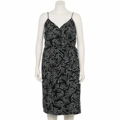 Plus Size Nine West Surplice Midi Dress 11 Plus Size Nine West Surplice Midi Dress -Hot Sale Adult Shop 5540018 Tossed Palms Black