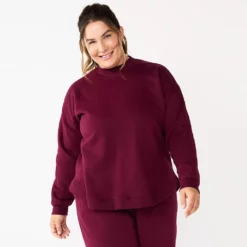 Plus Size Tek Gear® Ultrasoft Fleece Mockneck Sweatshirt -Hot Sale Adult Shop 5540359 Night Sangria
