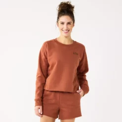Women's Tek Gear® Ultrasoft Fleece Easy Crop Sweatshirt -Hot Sale Adult Shop 5543908 Cinnamon Coffee