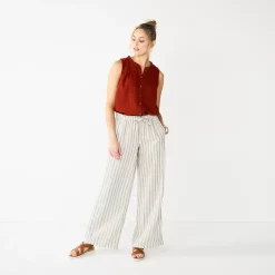 Women's Sonoma Goods For Life® Wide-Leg Linen Blend Pants 10 Women's Sonoma Goods For Life® Wide-Leg Linen Blend Pants -Hot Sale Adult Shop 5545402 Ivory Stripe