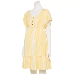 Maternity Sonoma Goods For Life® Flutter-Sleeve Tiered Dress -Hot Sale Adult Shop 5549577 Yellow Candy Stripe