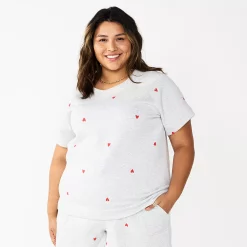 Plus Size Sonoma Goods For Life® Short-Sleeve Fleece Sweatshirt -Hot Sale Adult Shop 5550378 Gray Hearts