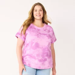 Plus Size Sonoma Goods For Life® Short-Sleeve Fleece Sweatshirt -Hot Sale Adult Shop 5550378 Purple Dye
