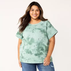 Plus Size Sonoma Goods For Life® Short-Sleeve Fleece Sweatshirt -Hot Sale Adult Shop 5550378 Star Tie Dye