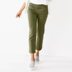 Women's Croft & Barrow® Effortless Stretch Ankle Pants -Hot Sale Adult Shop 5554717 Olive