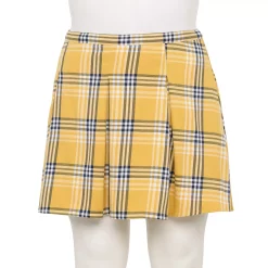Juniors' Plus Size SO® Pleated Flare Mini Skirt -Hot Sale Adult Shop 5559786 Gold Navy Plaid