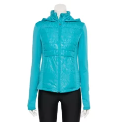 Women's Tek Gear® Hooded Mixed-Media Jacket 23 Women's Tek Gear® Hooded Mixed-Media Jacket -Hot Sale Adult Shop 5561979 Teal Embossed Print